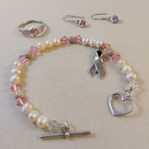 Freshwater Pearl and Pink Sterling Silver Jewelry Set